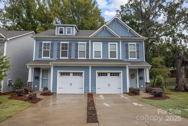 craftsman inspired home with a garage