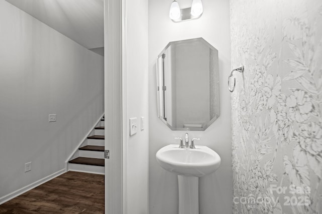 bathroom featuring wood-type flooring