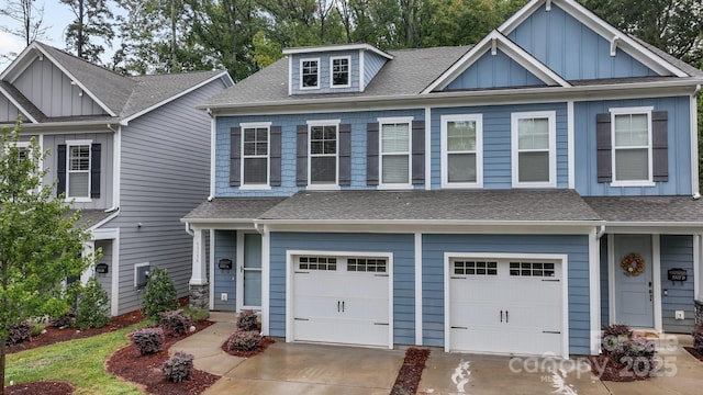 craftsman inspired home with a garage