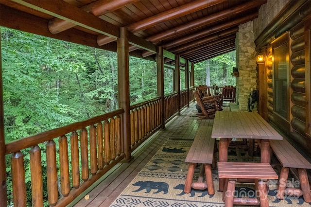 wooden deck featuring a porch