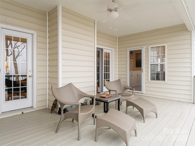 deck featuring ceiling fan