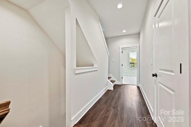 1227 E 34th St Unit Csw0420, Charlotte, NC 28205 - hall with dark wood-type flooring, recessed lighting, and baseboards