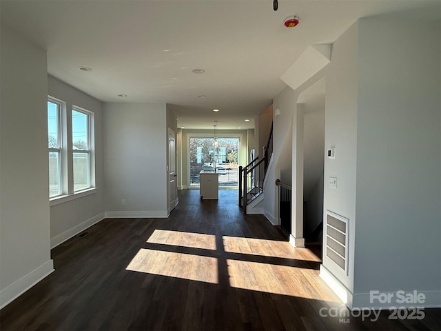 1229 E 34th St Unit Csw0421, Charlotte, NC 28205 - corridor featuring dark wood-style floors, baseboards, stairs, and recessed lighting