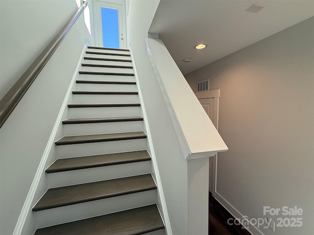 1229 E 34th St Unit Csw0421, Charlotte, NC 28205 - stairs with recessed lighting, wood finished floors, and baseboards