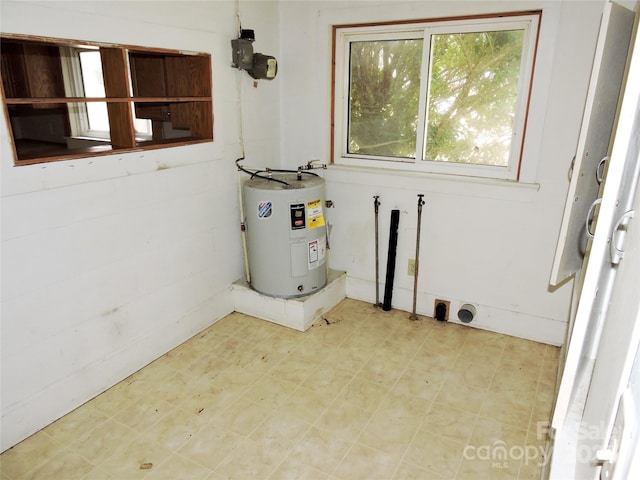 utility room with electric water heater