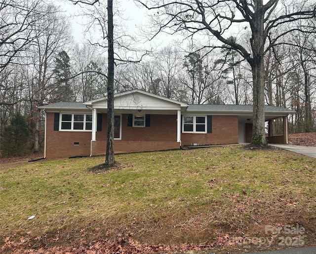 single story home with a carport and a front yard