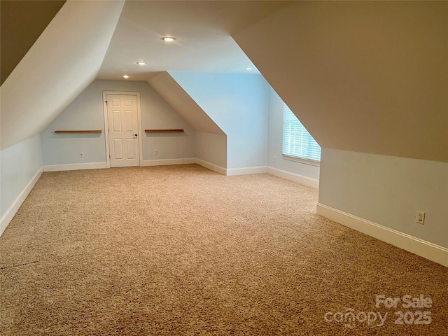 4150 Summit Ridge Ln, Denver, NC 28037 - bonus room with lofted ceiling, light colored carpet, baseboards, and recessed lighting