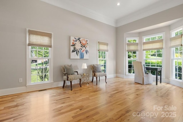 4150 Summit Ridge Ln, Denver, NC 28037 - sitting room featuring light wood finished floors, baseboards, crown molding, and recessed lighting