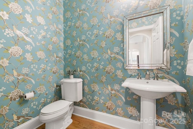4150 Summit Ridge Ln, Denver, NC 28037 - bathroom featuring wood finished floors, toilet, and baseboards