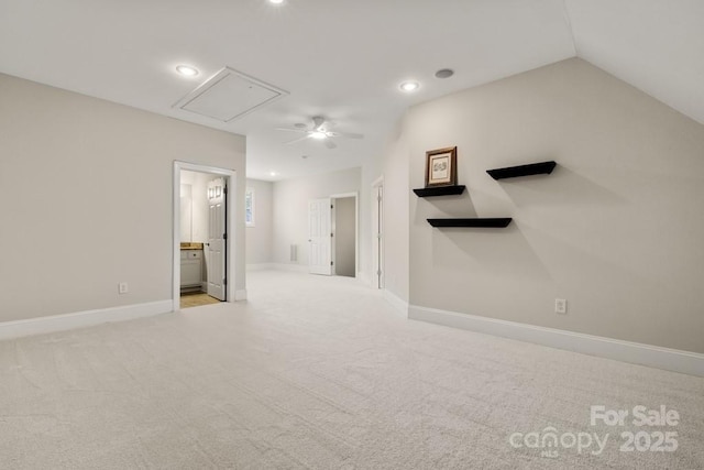 4150 Summit Ridge Ln, Denver, NC 28037 - spare room featuring attic access, carpet floors, ceiling fan, baseboards, and recessed lighting
