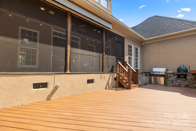 4150 Summit Ridge Ln, Denver, NC 28037 - wooden deck featuring a sunroom