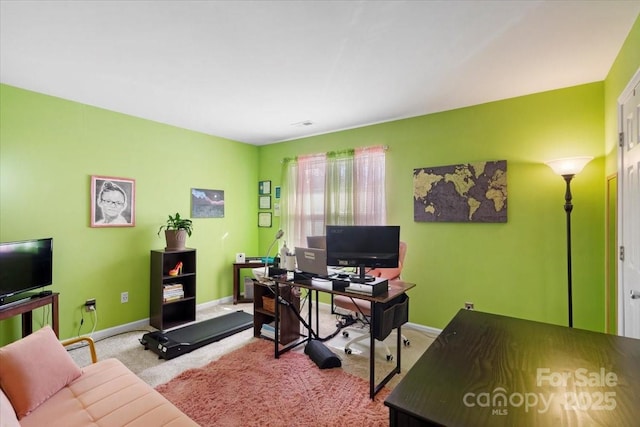 office area with light colored carpet