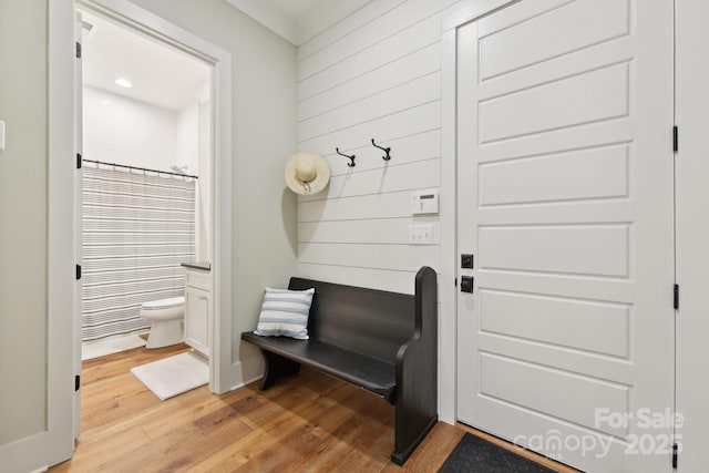 mudroom featuring light hardwood / wood-style floors