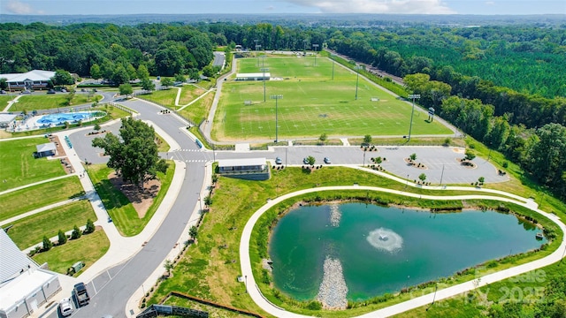 bird's eye view featuring a water view