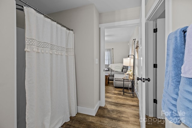 bathroom featuring hardwood / wood-style flooring