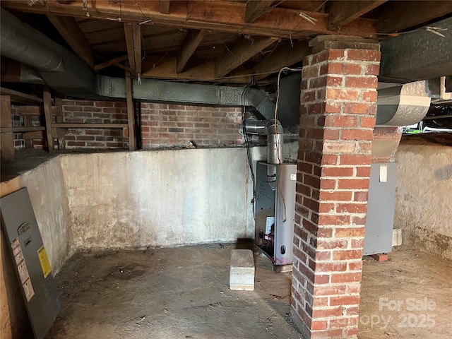 basement with heating unit