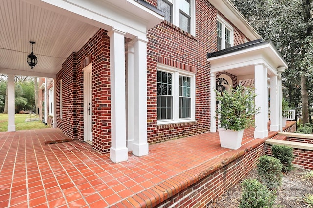 view of patio featuring a porch