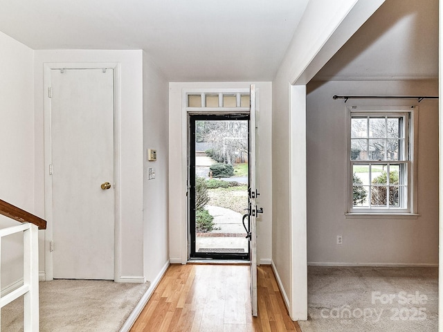 entrance foyer with light hardwood / wood-style flooring