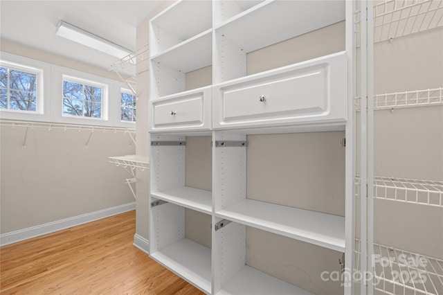 walk in closet featuring hardwood / wood-style floors