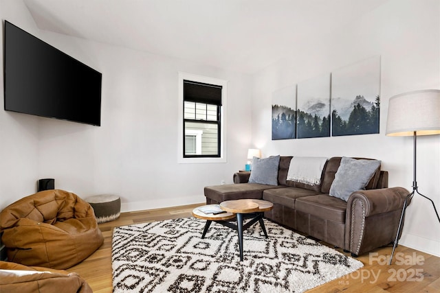 living room with hardwood / wood-style floors