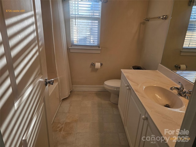 bathroom featuring toilet and vanity