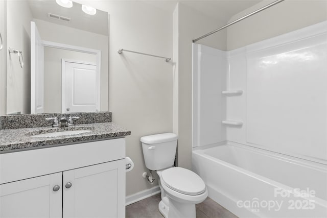 full bathroom featuring vanity, toilet, and shower / bath combination