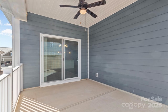 view of patio / terrace featuring ceiling fan