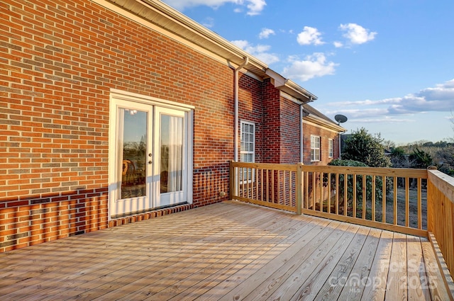 wooden deck with french doors