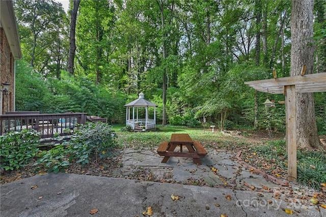 view of patio featuring a gazebo