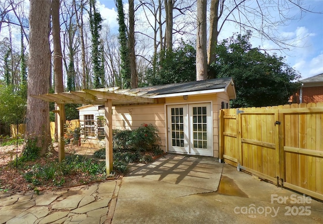 exterior space featuring french doors