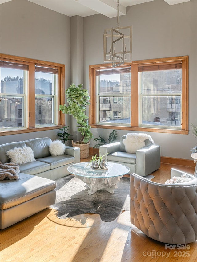 living room with light hardwood / wood-style floors