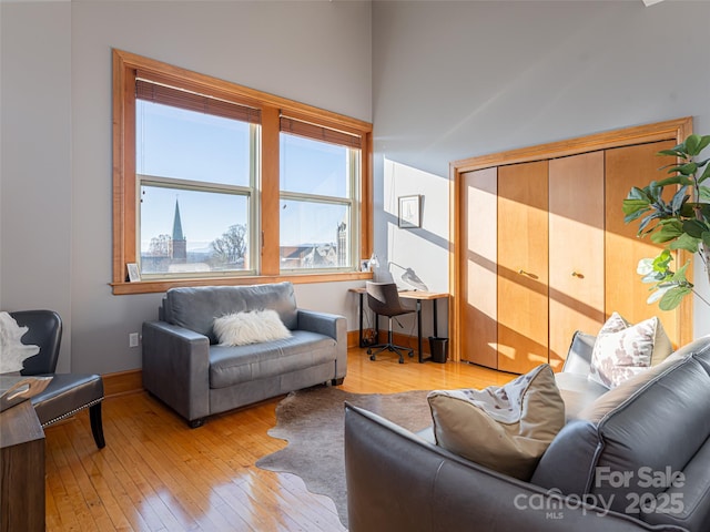 living room featuring light wood-type flooring