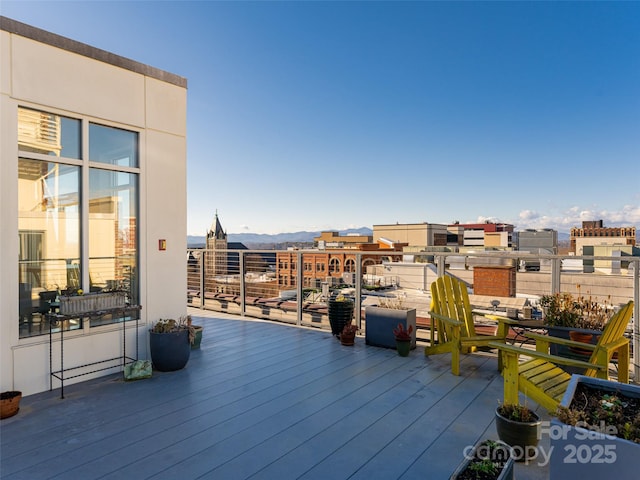 deck featuring a mountain view