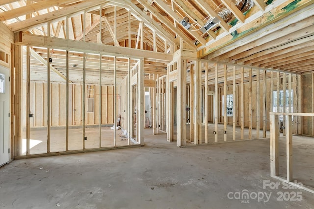 misc room featuring lofted ceiling