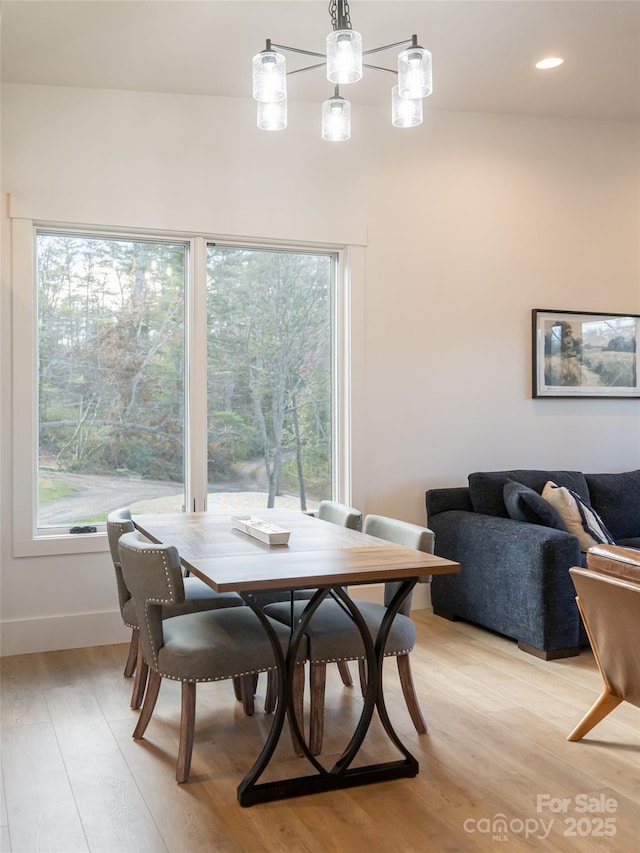 dining room with light hardwood / wood-style flooring and a wealth of natural light