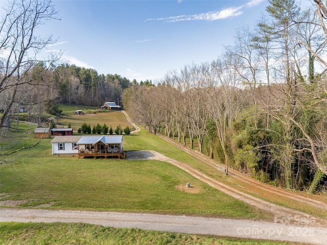 drone / aerial view with a rural view