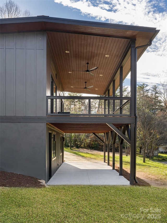 exterior space featuring a yard and a patio