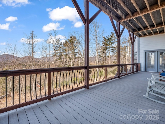 deck with a mountain view