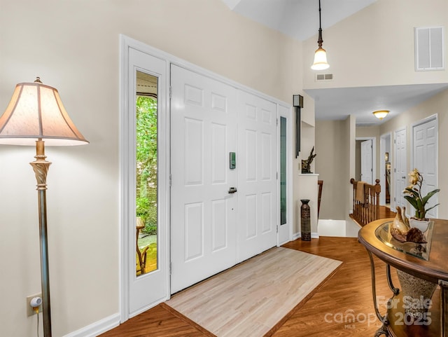 foyer entrance featuring wood-type flooring