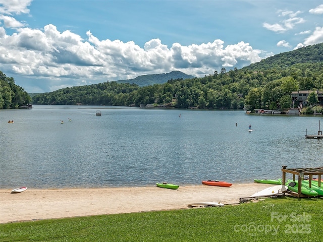 water view with a mountain view