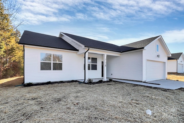 single story home with a garage