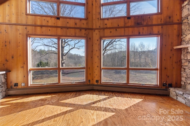 interior space with a baseboard heating unit