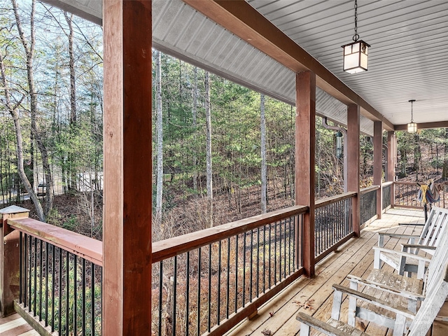 wooden terrace with covered porch