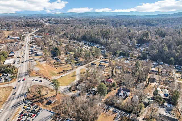 drone / aerial view with a mountain view