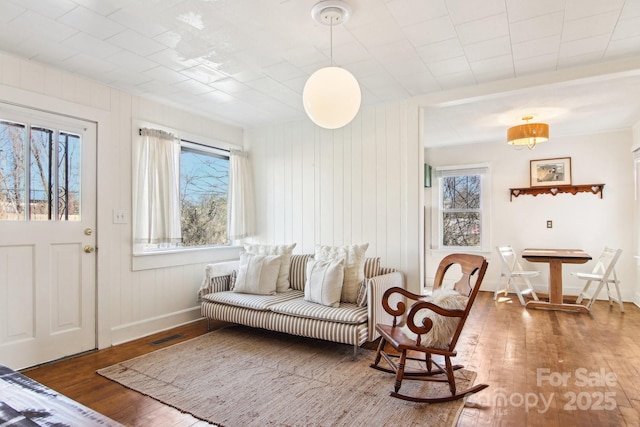 living room with hardwood / wood-style floors