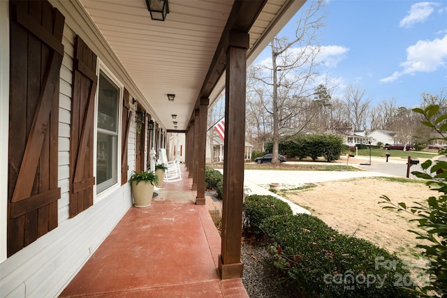 view of patio featuring a porch