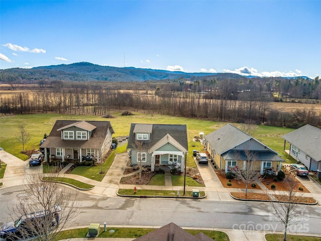 bird's eye view featuring a mountain view