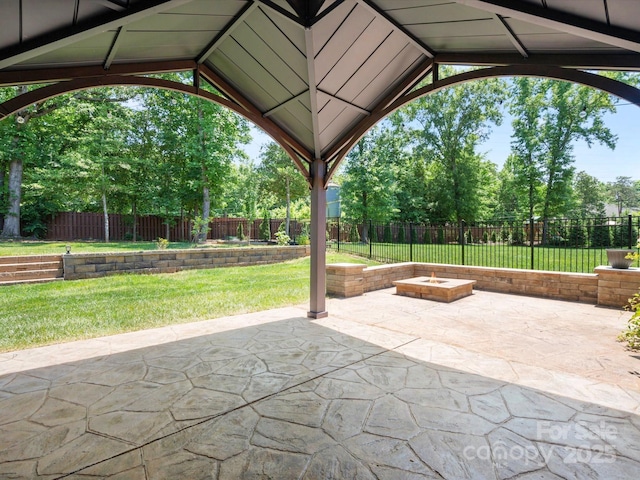 view of patio featuring a gazebo