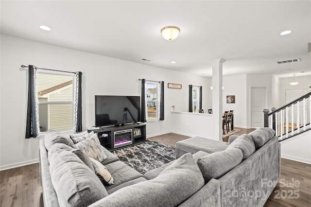 living room featuring hardwood / wood-style floors