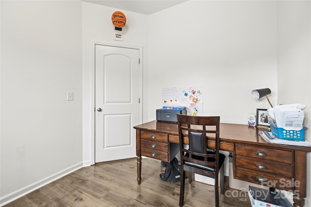 office space featuring wood-type flooring